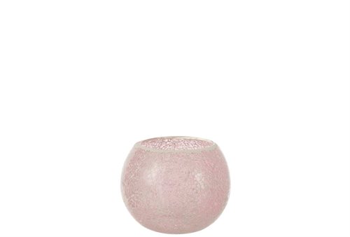 Mosaik rund glas til lys i smuk rosa - Nedsat fra 149,-