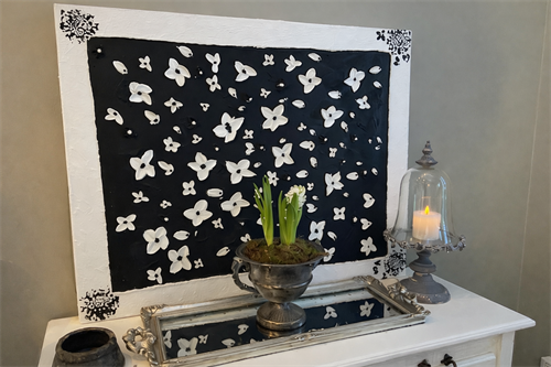 Smukt Sort / Hvidt blomster flor