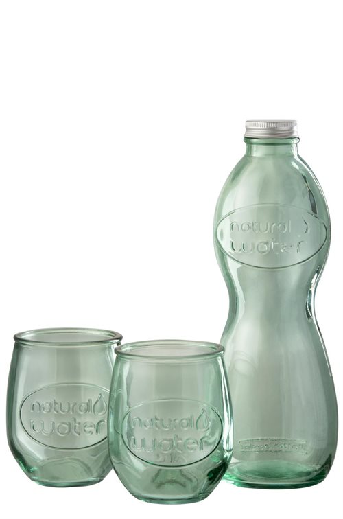 1 flaske + 2 glas samlet i en æske - 100% genbrugsglas - Nedsat fra 159,-