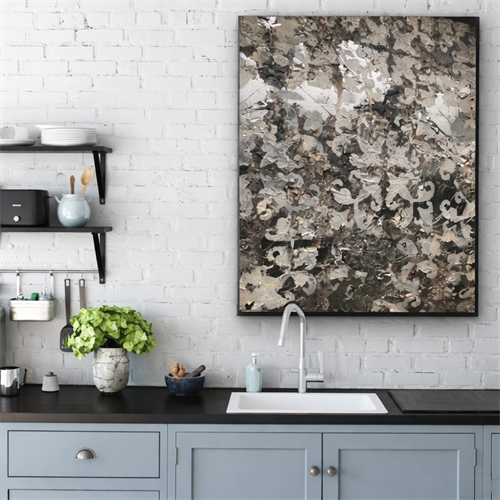 Moderne køkken med abstrakt kunst