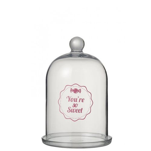 Glas klokke med pink tryk - Your so sweet - FØR 249,-