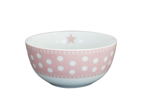 Mikro Happy skål med prikker i pink - Før 65,-
