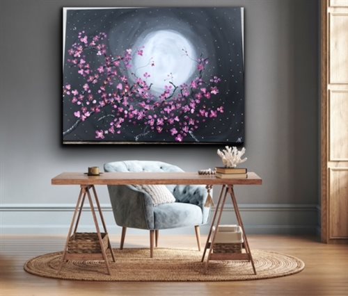 Blomster maleri ved månen