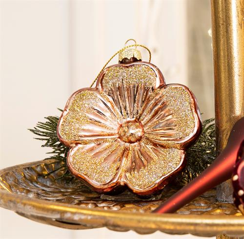 Ornament glasblomste i bordeaux