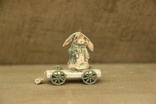 Trækvogn med kanin med floffy ører 1:12